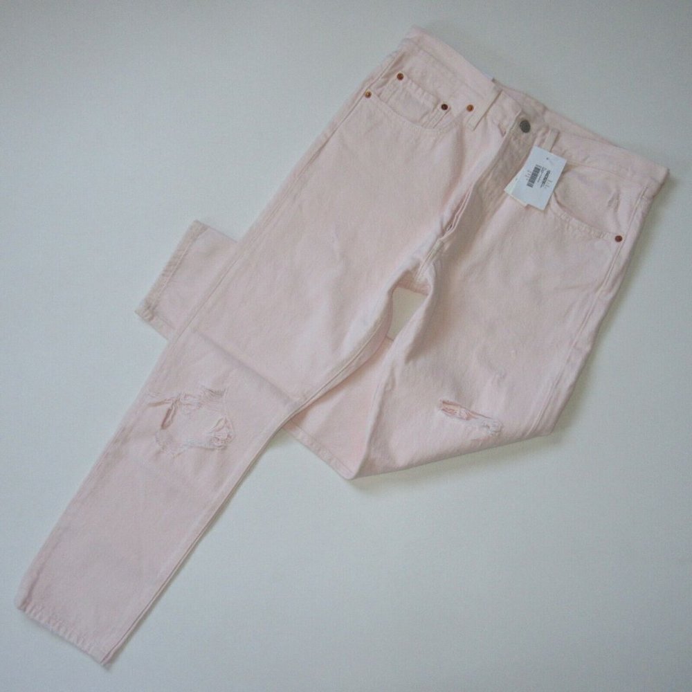 NWT Levi's 501 Skinny in Summer Charm Pink Heavyweight Rigid Crop Jeans 31